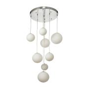 Avizemoda Pigaro 8 li Beyaz Renk Camlı Salon Oturma Odası Modern Sarkıt Avize - (Krom Kaplama)