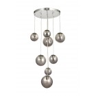 Avizemoda Pigaro 8 li Füme Renk Camlı Salon Oturma Odası Modern Sarkıt Avize - (Krom Kaplama)