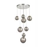 Avizemoda Pigaro 8 li Füme Renk Camlı Salon Oturma Odası Modern Sarkıt Avize - (Krom Kaplama)