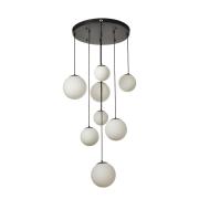 Avizemoda Pigaro 8 li Beyaz Renk Camlı Salon Oturma Odası Modern Sarkıt Avize - (Siyah Kasa)