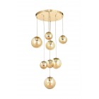 Avizemoda Pigaro 8 li Bal Renk Camlı Salon Oturma Odası Modern Sarkıt Avize - (Gold Kaplama)