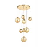 Avizemoda Pigaro 8 li Bal Renk Camlı Salon Oturma Odası Modern Sarkıt Avize - (Gold Kaplama)