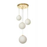 Avizemoda Pigaro 4 lü Beyaz Renk Camlı Salon Oturma Odası Modern Sarkıt Avize - (Gold Kaplama)