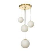 Avizemoda Pigaro 4 lü Beyaz Renk Camlı Salon Oturma Odası Modern Sarkıt Avize - (Gold Kaplama)