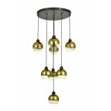 Avizemoda Side 8 li Gold Camlı Salon Oturma Odası Modern Sarkıt Avize - (Siyah Kasa)