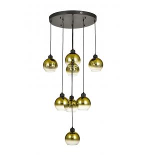 Avizemoda Side 8 li Gold Camlı Salon Oturma Odası Modern Sarkıt Avize - (Siyah Kasa)