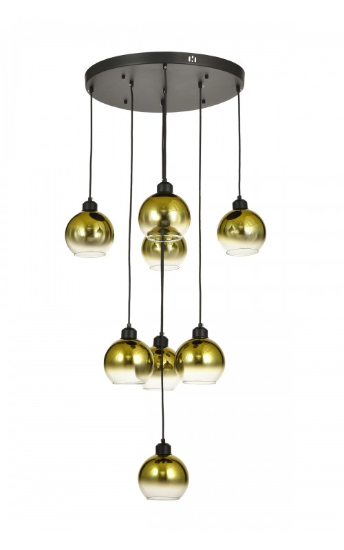 Avizemoda Side 8 li Gold Camlı Salon Oturma Odası Modern Sarkıt Avize - (Siyah Kasa)