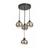 Avizemoda Side 4 lü Krom Camlı Salon Oturma Odası Modern Sarkıt Avize - (Siyah Kasa)