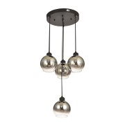 Avizemoda Side 4 lü Krom Camlı Salon Oturma Odası Modern Sarkıt Avize - (Siyah Kasa)