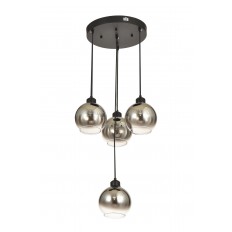 Avizemoda Side 4 lü Krom Camlı Salon Oturma Odası Modern Sarkıt Avize - (Siyah Kasa)