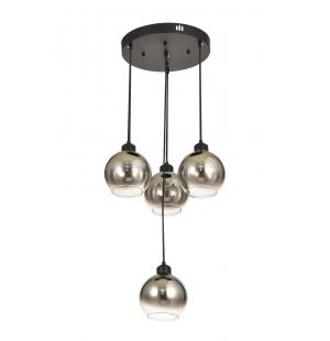 Avizemoda Side 4 lü Krom Camlı Salon Oturma Odası Modern Sarkıt Avize - (Siyah Kasa)