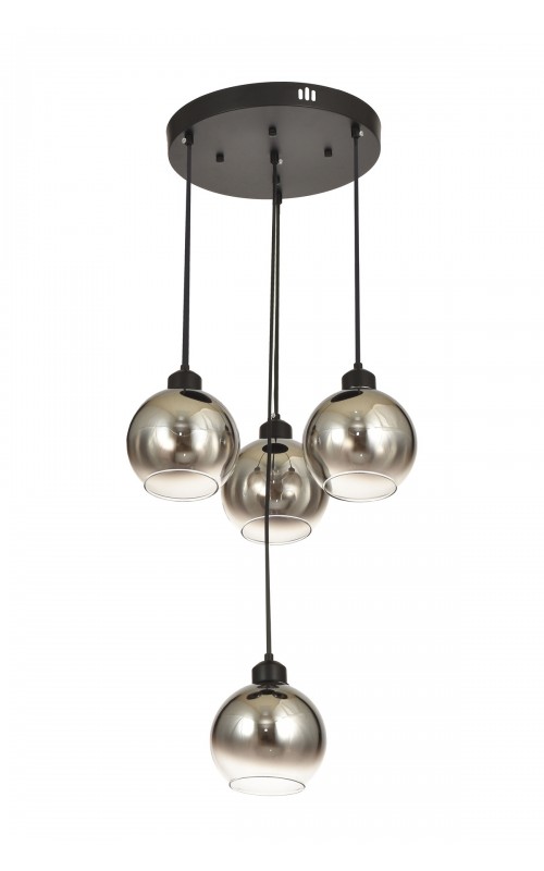 Avizemoda Side 4 lü Krom Camlı Salon Oturma Odası Modern Sarkıt Avize - (Siyah Kasa)