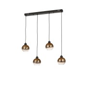 Avizemoda Side 4 lü Yemek Masası Üstü Kahve Camlı Modern Sarkıt Avize - (Siyah Kasa)