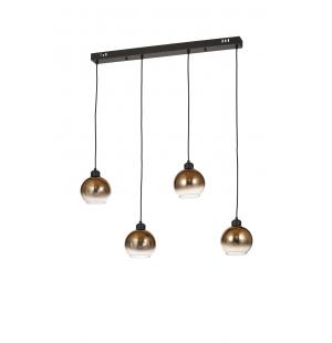 Avizemoda Side 4 lü Yemek Masası Üstü Kahve Camlı Modern Sarkıt Avize - (Siyah Kasa)