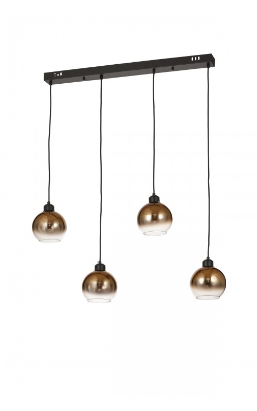 Avizemoda Side 4 lü Yemek Masası Üstü Kahve Camlı Modern Sarkıt Avize - (Siyah Kasa)