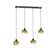 Avizemoda Side 4 lü Yemek Masası Üstü Gold Camlı Modern Sarkıt Avize - (Siyah Kasa)