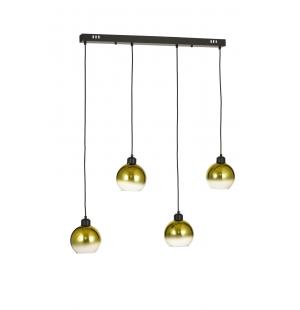 Avizemoda Side 4 lü Yemek Masası Üstü Gold Camlı Modern Sarkıt Avize - (Siyah Kasa)