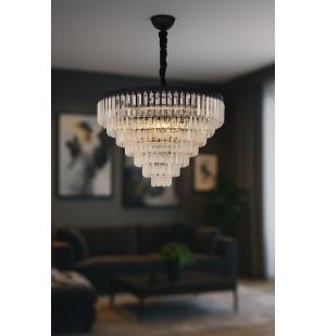 Avizemoda Linsa 65 Cm'lik Kristal Cam Taşlı Lüks Avize - (Siyah)