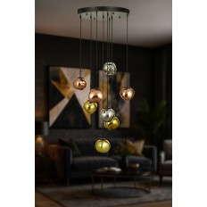 Avizemoda Rainbow 8 li Asimetrik Desen Camlı Dekor Aydınlatma İçin Modern Sarkıt Avize - (Loş ışık verir)