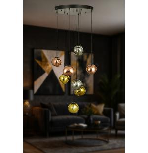 Avizemoda Rainbow 8 li Asimetrik Desen Camlı Dekor Aydınlatma İçin Modern Sarkıt Avize - (Loş ışık verir)