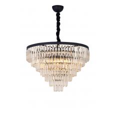 Avizemoda Linsa 65 Cm'lik Kristal Cam Taşlı Lüks Avize - (Siyah)