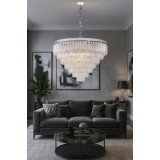 Avizemoda Linsa 65 Cm'lik Kristal Cam Taşlı Lüks Avize - (Gümüş Yaldız)