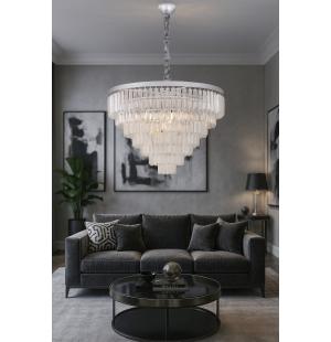 Avizemoda Linsa 65 Cm'lik Kristal Cam Taşlı Lüks Avize - (Gümüş Yaldız)