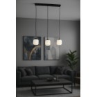 Avizemoda Siena 3 lü Yemek Masası Üstü Beyaz Camlı Modern Sarkıt Avize - (Siyah)