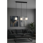 Avizemoda Siena 3 lü Yemek Masası Üstü Beyaz Camlı Modern Sarkıt Avize - (Siyah)