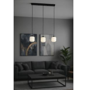 Avizemoda Siena 3 lü Yemek Masası Üstü Beyaz Camlı Modern Sarkıt Avize - (Siyah)