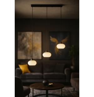 Avizemoda Vanna 3 lü Yemek Masası Üstü Beyaz Camlı Modern Sarkıt Avize - (Siyah)