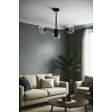 Avizemoda Miya 3 lü Şeffaf Camlı Salon Oturma Odası Modern Sarkıt Avize - (Siyah)