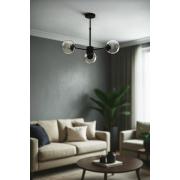 Avizemoda Miya 3 lü Şeffaf Camlı Salon Oturma Odası Modern Sarkıt Avize - (Siyah)