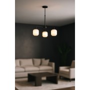 Avizemoda Siena 3 lü Beyaz Camlı Salon Oturma Odası Modern Sarkıt Avize - (Siyah)