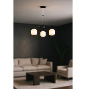 Avizemoda Siena 3 lü Beyaz Camlı Salon Oturma Odası Modern Sarkıt Avize - (Siyah)