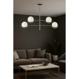 Avizemoda Ranya 4 lü Beyaz Camlı Salon Oturma Odası Modern Kollu Avize - (Krom Kaplama)