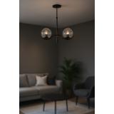 Avizemoda Ranya 2 li Şeffaf Camlı Salon Oturma Odası Modern Avize - (Siyah)