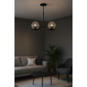 Avizemoda Ranya 2 li Şeffaf Camlı Salon Oturma Odası Modern Avize - (Siyah)