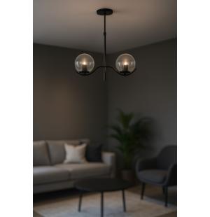Avizemoda Ranya 2 li Şeffaf Camlı Salon Oturma Odası Modern Avize - (Siyah)
