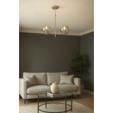 Avizemoda Ranya 2 li Füme Camlı Salon Oturma Odası Modern Avize - (Krom Kaplama)