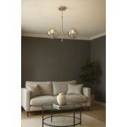 Avizemoda Ranya 2 li Füme Camlı Salon Oturma Odası Modern Avize - (Krom Kaplama)