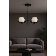 Avizemoda Ranya 2 li Beyaz Camlı Salon Oturma Odası Modern Avize - (Siyah)