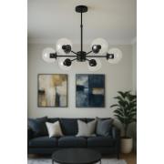 Avizemoda Miya 6 lı Şeffaf Camlı Salon Oturma Odası Modern Sarkıt Avize - (Siyah)