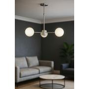 Avizemoda Miya 3 lü Beyaz Camlı Salon Oturma Odası Modern Sarkıt Avize - (Krom Kaplama)