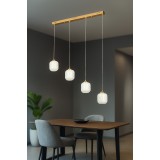 Avizemoda Siena 4 lü Yemek Masası Üstü Beyaz Camlı Modern Sarkıt Avize - (Gold Kaplama)