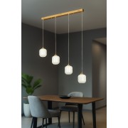 Avizemoda Siena 4 lü Yemek Masası Üstü Beyaz Camlı Modern Sarkıt Avize - (Gold Kaplama)