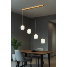 Avizemoda Siena 4 lü Yemek Masası Üstü Beyaz Camlı Modern Sarkıt Avize - (Gold Kaplama)