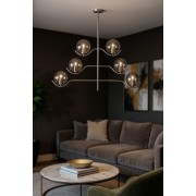 Avizemoda Ranya 6 Lı Füme Camlı Salon Oturma Odası Modern Kollu Avize - (KROM KAPLAMA)