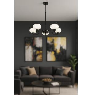 Avizemoda Vanna 5 li Beyaz Camlı Salon Oturma Odası Modern Sarkıt Avize - (Siyah)