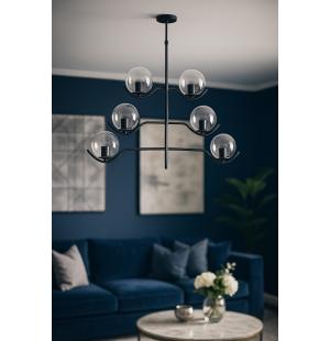 Avizemoda Ranya 6 Lı Şeffaf Camlı Salon Oturma Odası Modern Kollu Avize - (SİYAH)